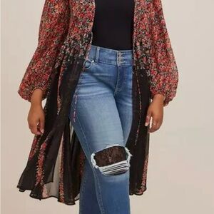 Torrid Lurex Chiffon Tie-Front Maxi Kimono